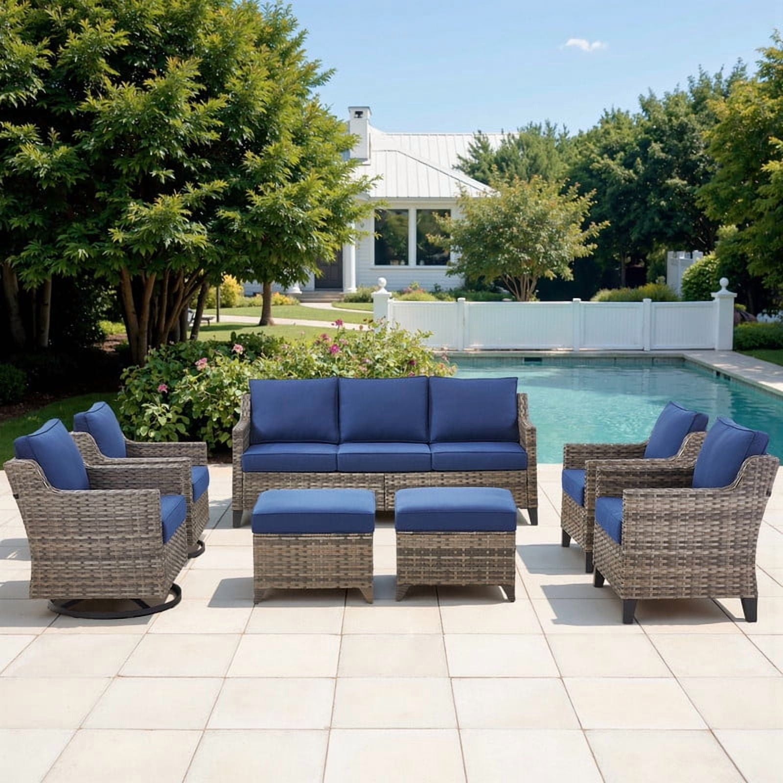Patiño Resty PARKWELL 7 Piece Outdoor Patio Furniture Set,All-Weather Rattan ...