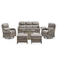thumbnail image 1 of PARKWELL 7 Pieces Outdoor Patio High Back Furniture Set with Fire Pit Table, Luxury 6" Thick Conversation Set with Swivel Glider Chairs,Wicker Seating Set for Deck, Backyard,Gray/Gray, 1 of 13