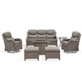 thumbnail image 1 of PARKWELL 7 Pieces Outdoor Patio High Back Furniture Set with Fire Pit Table, Luxury 6" Thick Conversation Set with Swivel Glider Chairs,Wicker Seating Set for Deck, Backyard,Brown/Gray, 1 of 13