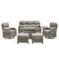 thumbnail image 1 of PARKWELL 7 Pieces Outdoor Patio High Back Furniture Set with Fire Pit Table, Luxury 6" Thick Conversation Set with Swivel Glider Chairs,Wicker Seating Set for Deck, Backyard,Gray/Gray, 1 of 13