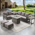 thumbnail image 1 of PARKWELL 7 Pieces Patio Furniture Sets, Outdoor Sectional Sofa with 41" Fire Pit Table and Storage Box for Patio Garden Poolside Deck,Gray Wicker and Gray Cushions, 1 of 15