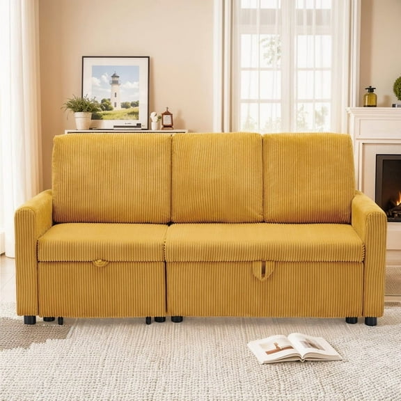 PARKWELL 71" Classic Modern Couch,Deep Seat 3 Seater Sofa with Side Pockets,Comfy Upholstered Couch for Living Room, Apartment, Office, Yellow