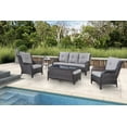 thumbnail image 1 of PARKWELL 7Pcs Outdoor Wicker Rattan Conversation Patio Furniture Set, including Three-seater Sofa, Chairs, Coffee table, Ottomans and Side Table with Cushion, Gray, 1 of 9