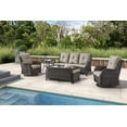 thumbnail image 1 of PARKWELL 7Pcs Outdoor Wicker Rattan Conversation Patio Furniture Set, including Three-seater Sofa, Rocking Chairs, Coffee Table, Ottomans and Side Table with Cushion, Gray, 1 of 9