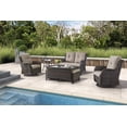 thumbnail image 1 of PARKWELL 7Pcs Outdoor Wicker Rattan Conversation Patio Furniture Set, including Two-seater Sofa, Rocking Chairs, Coffee Table, Ottomans and Side Table with Cushion, Gary, 1 of 10