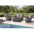 thumbnail image 1 of PARKWELL 7Pcs Outdoor Wicker Rattan Conversation Patio Furniture Set, including Two-seater Sofa, Rocking Chairs, Coffee Table, Ottomans and Side Table with Cushion, Gray, 1 of 10