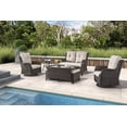 thumbnail image 1 of PARKWELL 7Pcs Outdoor Wicker Rattan Conversation Patio Furniture Set, including Two-seater Sofa, Rocking Chairs, Coffee Table, Ottomans and Side Table with Cushion, Beige, 1 of 10