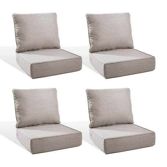 PARKWELL 8-Piece Outdoor Deep Seat Cushion Set, 22 x 24, Water Repellent, Fade Resistant, 6-Inch Thicken Deep Seat Bottom and Back Cushion for Chair, Sofa, and Couch, Beige