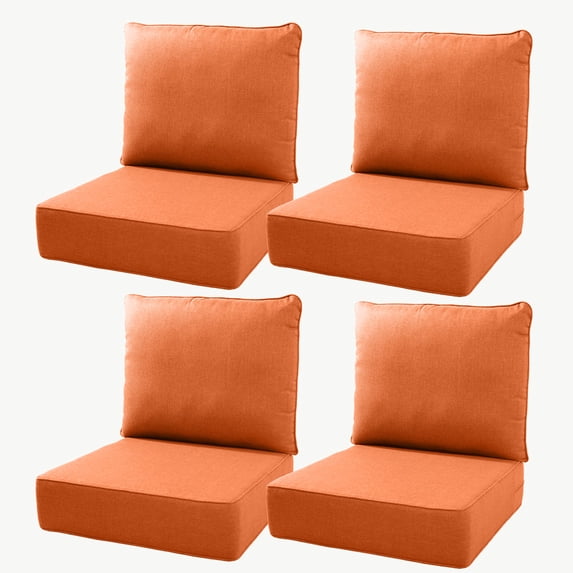 PARKWELL 8-Piece Outdoor Deep Seat Cushion Set, 22 x 24, Water Repellent, Fade Resistant, 6-Inch Thicken Deep Seat Bottom and Back Cushion for Chair, Sofa, and Couch, Orange