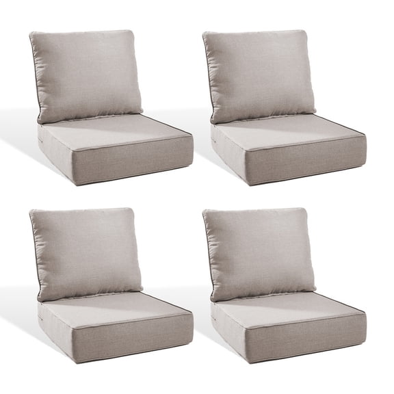PARKWELL 8-Piece Outdoor Deep Seat Cushion Set, 22 x 24 x 6 Inch, Water Repellent, Fade Resistant, Deep Seat Bottom and Back Cushion for Chair, Sofa, and Couch, Beige