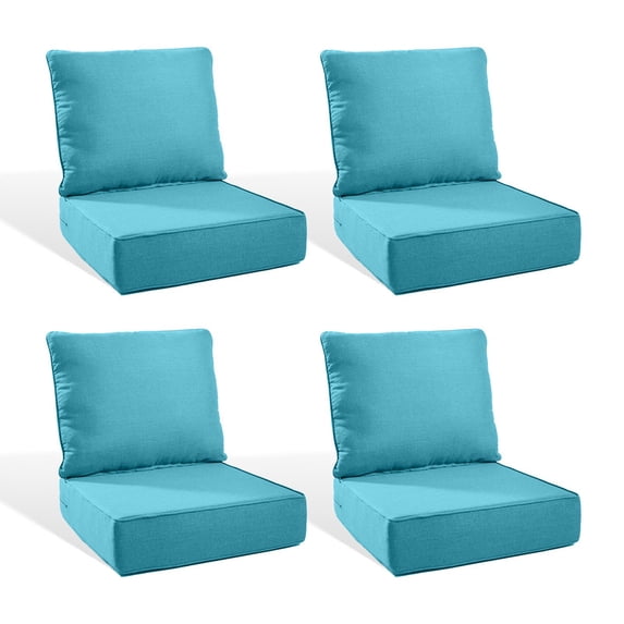 PARKWELL 8-Piece Outdoor Deep Seat Cushion Set, 22 x 24 x 6 Inch, Water Repellent, Fade Resistant, Deep Seat Bottom and Back Cushion for Chair, Sofa, and Couch, Turquoise