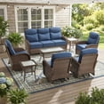 thumbnail image 1 of PARKWELL 8-Piece Outdoor Patio Furniture Set, 7-Seat High Back Wicker Cushioned Conversation Set with Coffee Table for Porch - Navy, 1 of 10