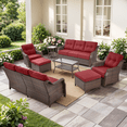 thumbnail image 1 of PARKWELL 8 Pieces Outdoor Patio Furniture Set,Luxury 6" Thick Conversation Set with Swivel Glider Chairs,All-Weather Seating Furniture Set for Backyard Deck, Brown/Red, 1 of 16