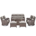 thumbnail image 1 of PARKWELL 8 Pieces Outdoor Patio High Back Furniture Set with Fire Pit Table, Luxury 6" Thick Conversation Set with Swivel Glider Chairs,Wicker Seating Set for Deck, Backyard,Brown/Gray, 1 of 13
