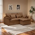 thumbnail image 1 of PARKWELL 87" Sectional Sofa,Modular Deep Seat Sofa Couch with Ottoman,Comfy Upholstered Sleeper Couch for Living Room, Apartment, Office, Brown, 1 of 7