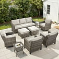 thumbnail image 1 of PARKWELL 9 Piece Outdoor Patio Furniture Set,All-Weather Rattan Conversation Seating Group with Deep Seat Couch,Swivel Glider Chair and Foot Rest,9-Seat Furniture Sets for Deck, Backyard,Gray/Beige, 1 of 13