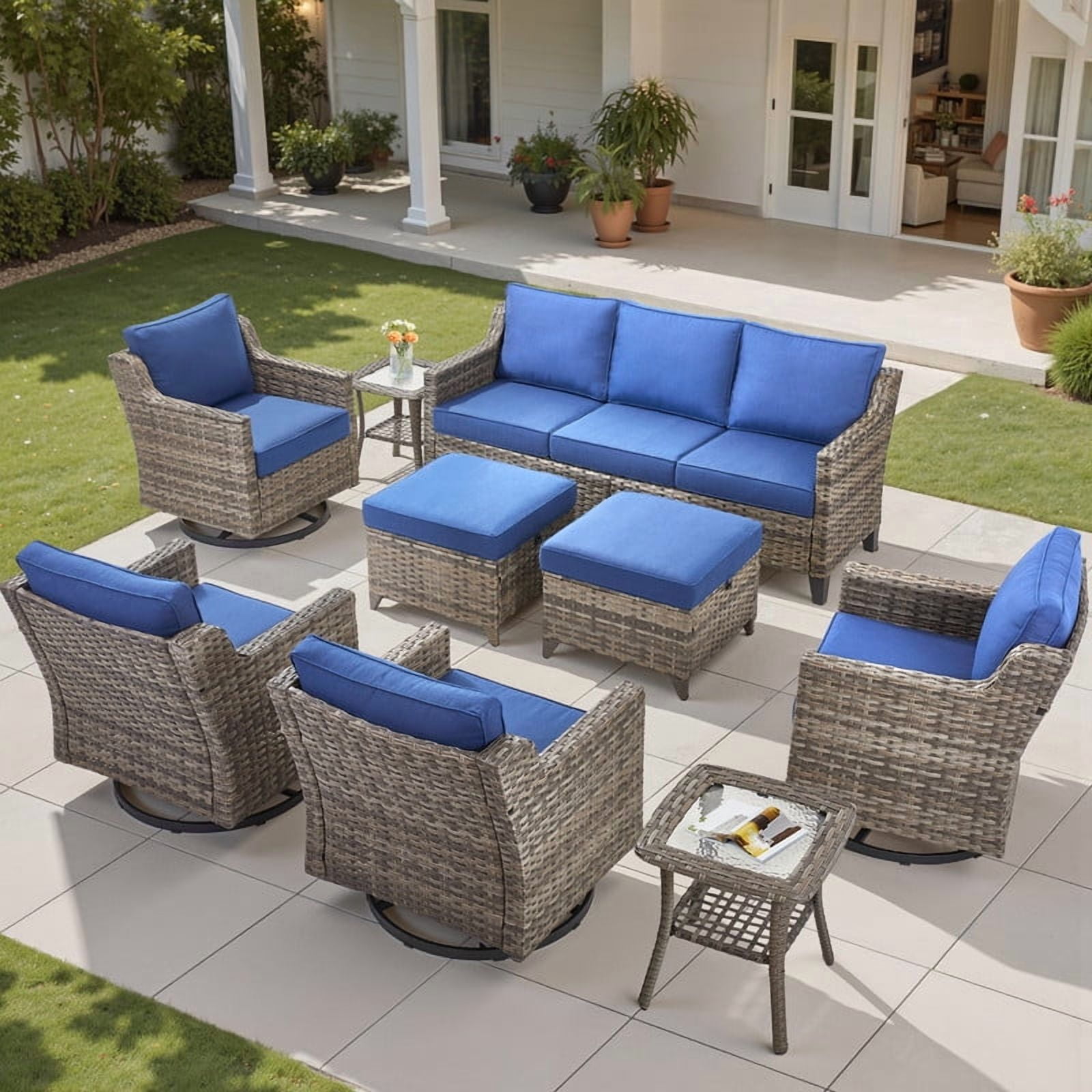 Patiño Resty PARKWELL 9 Piece Outdoor Patio Furniture Set,All-Weather Rattan ...