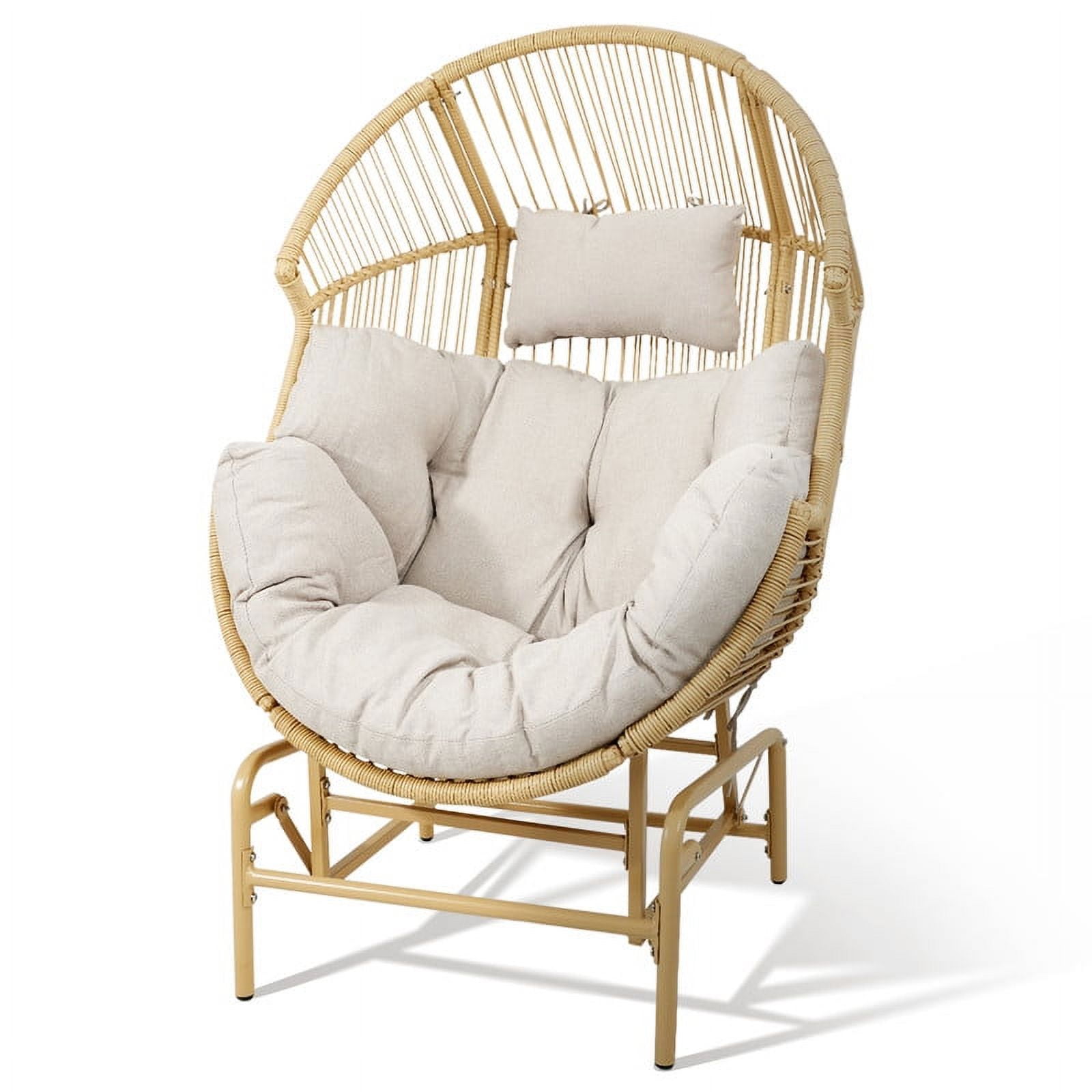 PARKWELL Glider Egg Chair Wicker Rocking Egg Chair for Living Room