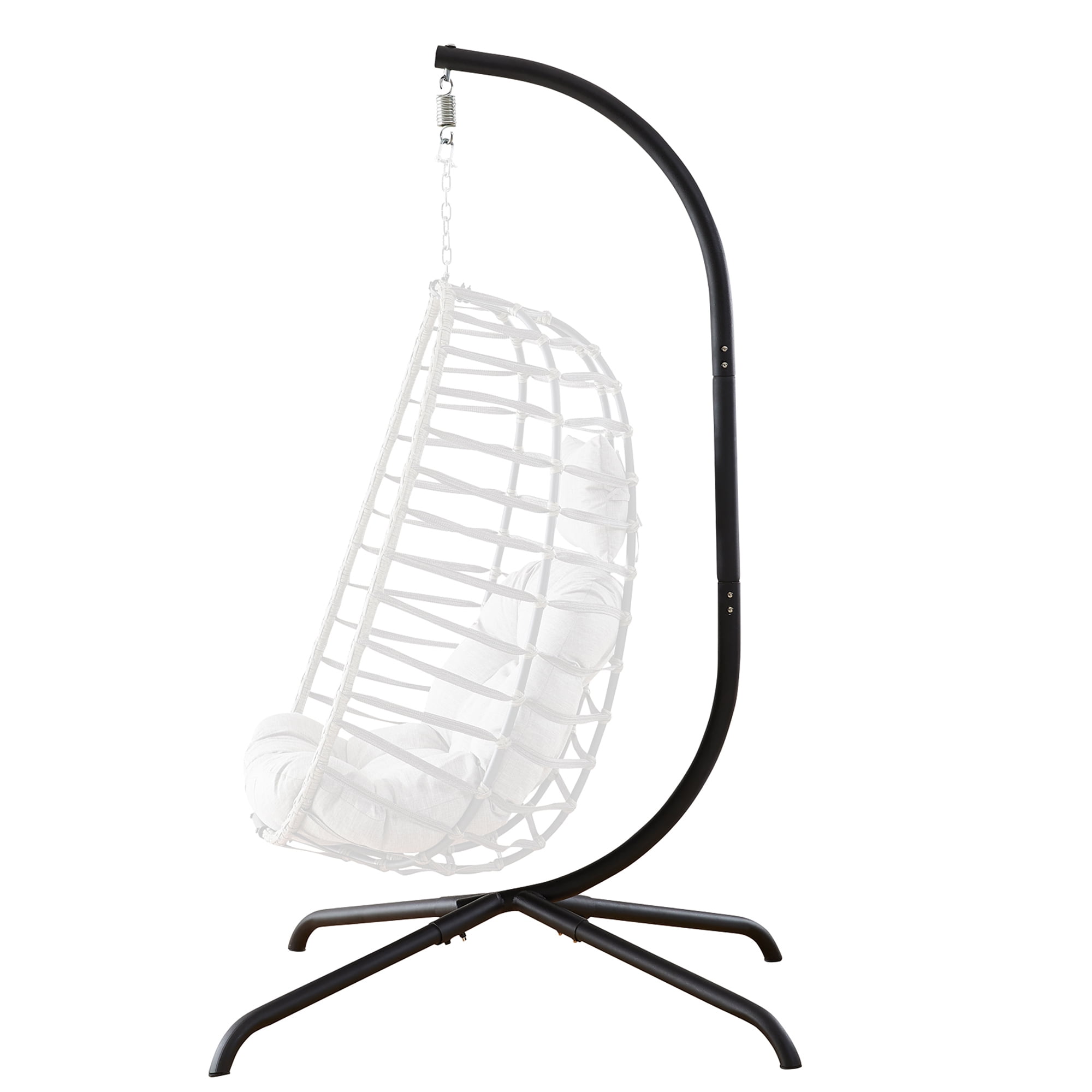 Black Powder-Coated Steel Hammock Chair Stand for Indoor/Outdoor Use