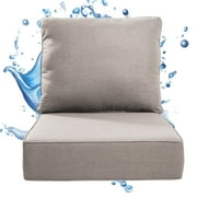 PARKWELL Outdoor 24" x 24" 2 Piece 6" Thicken Deep Seat Cushion Set,Water Repellent, Fade Resistant,Bottom and Back Cushion for Chair, Sofa, and Couch,Floor Futon Mat,Beige