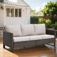 thumbnail image 1 of PARKWELL Outdoor 3-Seat Patio Sofa,All-Weather Wicker Rattan Couch Furniture with Cushions,Beige, 1 of 10