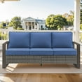 thumbnail image 1 of PARKWELL Outdoor 3-Seat Patio Sofa Furniture,Weather Resistant Wicker Couch with Deep Seat Anti-Slip Cushion,Navy, 1 of 10
