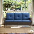 thumbnail image 1 of PARKWELL Outdoor 3 Seats Couch Patio Sofa Furniture, All-Weather Wicker Rattan Sofa with Cushions,Blue, 1 of 7