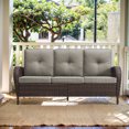 thumbnail image 1 of PARKWELL Outdoor 3 Seats Couch Patio Sofa Furniture, All-Weather Wicker Rattan Sofa with Cushions,Gray, 1 of 9