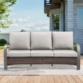 thumbnail image 1 of PARKWELL Outdoor 3 Seats Patio Sofa Furniture,Wicker Rattan Deep Seat Couch with Anti-Slip Beige Cushions for Porch Balcony Backyard,Brown Wicker, 1 of 9