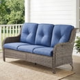 thumbnail image 1 of PARKWELL Outdoor 3 Seats Sofa - Rattan Wicker Patio Couch with Cushions - Steel Frame - Gray Wicker, Blue Cushions, 1 of 9