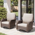 thumbnail image 1 of PARKWELL Outdoor 360° Swivel & Glider Wicker Chairs, 2-Piece Patio Lounge Set with Cushions, All-Weather Rattan Rocking Conversation Chairs for Deck Garden Backyard, Beige, 1 of 9