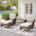 thumbnail image 1 of PARKWELL Outdoor 360° Swivel & Glider Wicker Chairs Set with Footrests, 5-Piece All-Weather Rattan Patio Conversation Furniture Set with Cushions for Porch Deck Backyard, Beige, 1 of 12