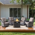thumbnail image 1 of PARKWELL Outdoor Patio Furniture Set, High-Back Swivel Glider Chairs and 50,000 BTU Fire Pit Table,Deep Seat Conversation Set for Balcony Deck,Gray Wicker Gray Cushions, 1 of 11