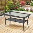 thumbnail image 1 of PARKWELL Outdoor Coffee Table with Glass Top and Storage Wicker Patio Table Outdoor Dining Table,Black, 1 of 6