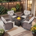 thumbnail image 1 of PARKWELL Outdoor Conversation Set with 4 High-Back Swivel Glider Chairs and 30-Inch 2-in-1 Propane Fire Pit Table, 50,000 BTU Patio Furniture for Garden, Deck, Backyard, Brown/Beige, 5-Piece, 1 of 10