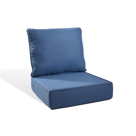 PARKWELL Outdoor Deep Seat Cushion Set, 22 x 24 x 6 Inch, Water Repellent, Fade Resistant, Deep Seat Bottom and Back Cushion for Chair, Sofa, and Couch, Navy