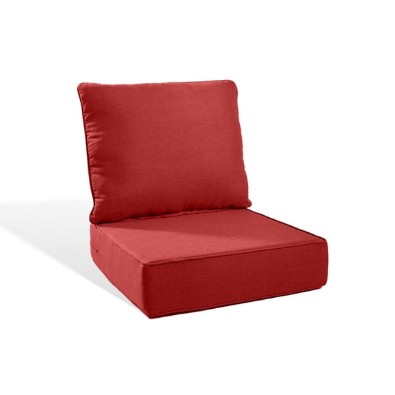 PARKWELL Outdoor Deep Seat Cushion Set, 22 x 24 x 6 Inch, Water Repellent, Fade Resistant, Deep Seat Bottom and Back Cushion for Chair, Sofa, and Couch, Red