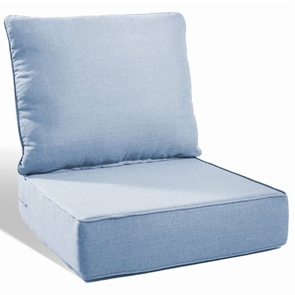 PARKWELL Outdoor Deep Seat Cushion Set, 24 x 24, Water Repellent, Fade Resistant, 6" Thicken Deep Seat Bottom and Back Cushion for Chair, Sofa, and Couch, Baby Blue (2-Piece)