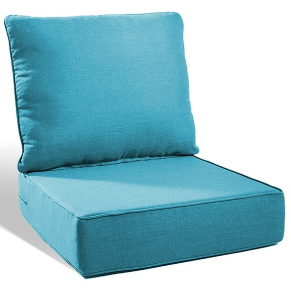 PARKWELL Outdoor Deep Seat Cushion Set, 24 x 24, Water Repellent, Fade Resistant, 6" Thicken Deep Seat Bottom and Back Cushion for Chair, Sofa, and Couch, Turquoise (2-Piece)