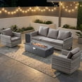 thumbnail image 1 of PARKWELL Outdoor Oversized Patio Furniture Set with Fire Pit Table, All-Weather Wicker Sectional Swivel Rocker Chairs Sets,Luxury Conversation Set for Porch, Balcony, Deck, Gray/Gray, 1 of 12