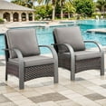 thumbnail image 1 of PARKWELL Outdoor Patio Chairs Set of 2,Wicker Rattan Deep Seat Cushioned Lounge Armchairs with Gray Cushions for Porch Balcony Backyard,Brown Wicker, 1 of 10