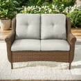thumbnail image 1 of PARKWELL Outdoor Patio Loveseat Sofa,Weather Resistant Wicker Loveseat with Deep Seat Anti-Slip Cushion,Beige, 1 of 9