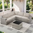 thumbnail image 1 of PARKWELL Outdoor Patio Modular Furniture Sets,All-Weather Wicker L Shaped Conversation Sectional Sofa Set with Coffee Table for Backyard Deck,Taupe/Beige, 1 of 12