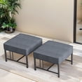 thumbnail image 1 of PARKWELL Outdoor Patio Ottoman Set of 2,Metal Seat Foot Rest Side Table with Luxury 5-Inch Thick Cushions for Front Porch Deck,Black/Dark Gray, 1 of 8