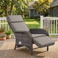 thumbnail image 1 of PARKWELL Outdoor Patio Recliner Chair,Adjustable Rattan Reclining Lounge Chair with Cushion, Gray, 1 of 7