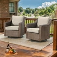 thumbnail image 1 of PARKWELL Outdoor Patio Swivel Glider Chair Set of 2,All-Weather Rattan Swivel Rocking Lounge Chair with Removable Beige Cushions for Porch Balcony Backyard,Brown Wicker, 1 of 10