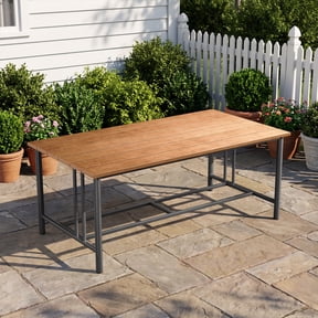 PARKWELL Outdoor Rectangular Dining Table,Patio Heavy-Duty Metal Frame Table with Polywood Top,Waterproof, Sunproof, Rust-Resistant for Porch Balcony Backyard,Black