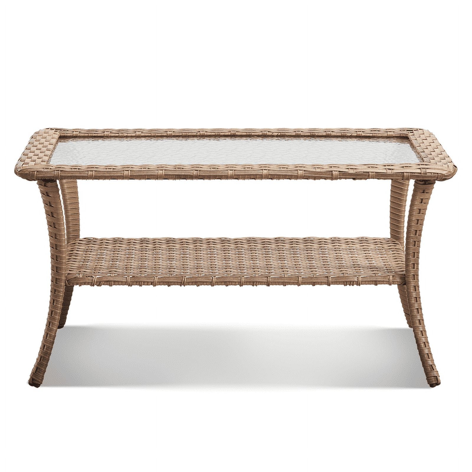 PARKWELL Sturdy and Easy Assemble Steel and Wicker Coffee Table, Yellow