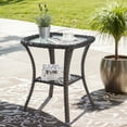 thumbnail image 1 of PARKWELL Outdoor Patio Side Table Square Wicker End Table with Glass Top, Brown, 1 of 8