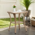 thumbnail image 1 of PARKWELL Outdoor Patio Side Table Square Wicker End Table with Glass Top, Yellow, 1 of 6